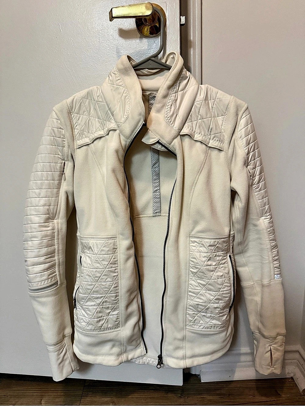 Quilted Moto Jacket in White LULULEMON size 4